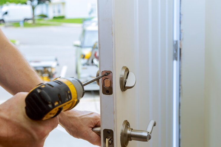 repairing doorknob installing new door locker